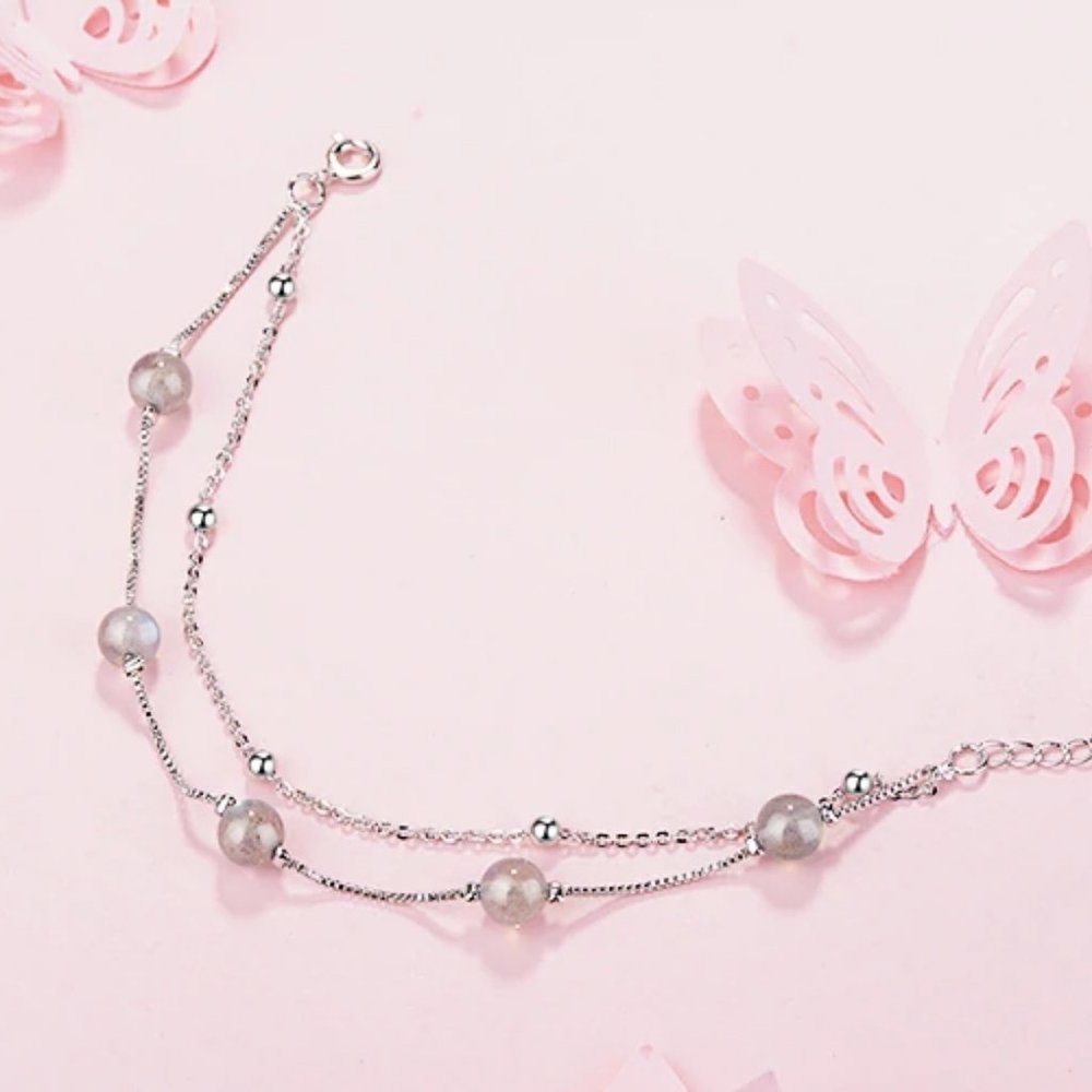 NEW 925 Sterling Silver Layered Moonstone Bracelet - Picture 8 of 11